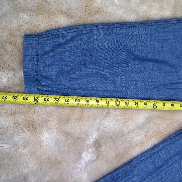 Point Sur Seaside Cotton Pants Sz 6 Blue High Waist Cropped Stretch Waist Comfy - Picture 7 of 11